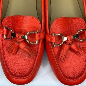 TALBOTS | Red Leather Tassel Loafers | Size 8.5 | EUC
